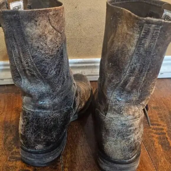 Frye Veronica Distressed Leather Motorcycle Boots - Picture 3 of 5